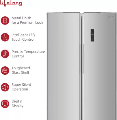 Lifelong 460 L Frost Free Side by Side Refrigerator (Silver, LLSBSR460)(OPEN BOX) Lifelong 460 L Frost Free Side by Side Refrigerator (Silver, LLSBSR460)(OPEN BOX)